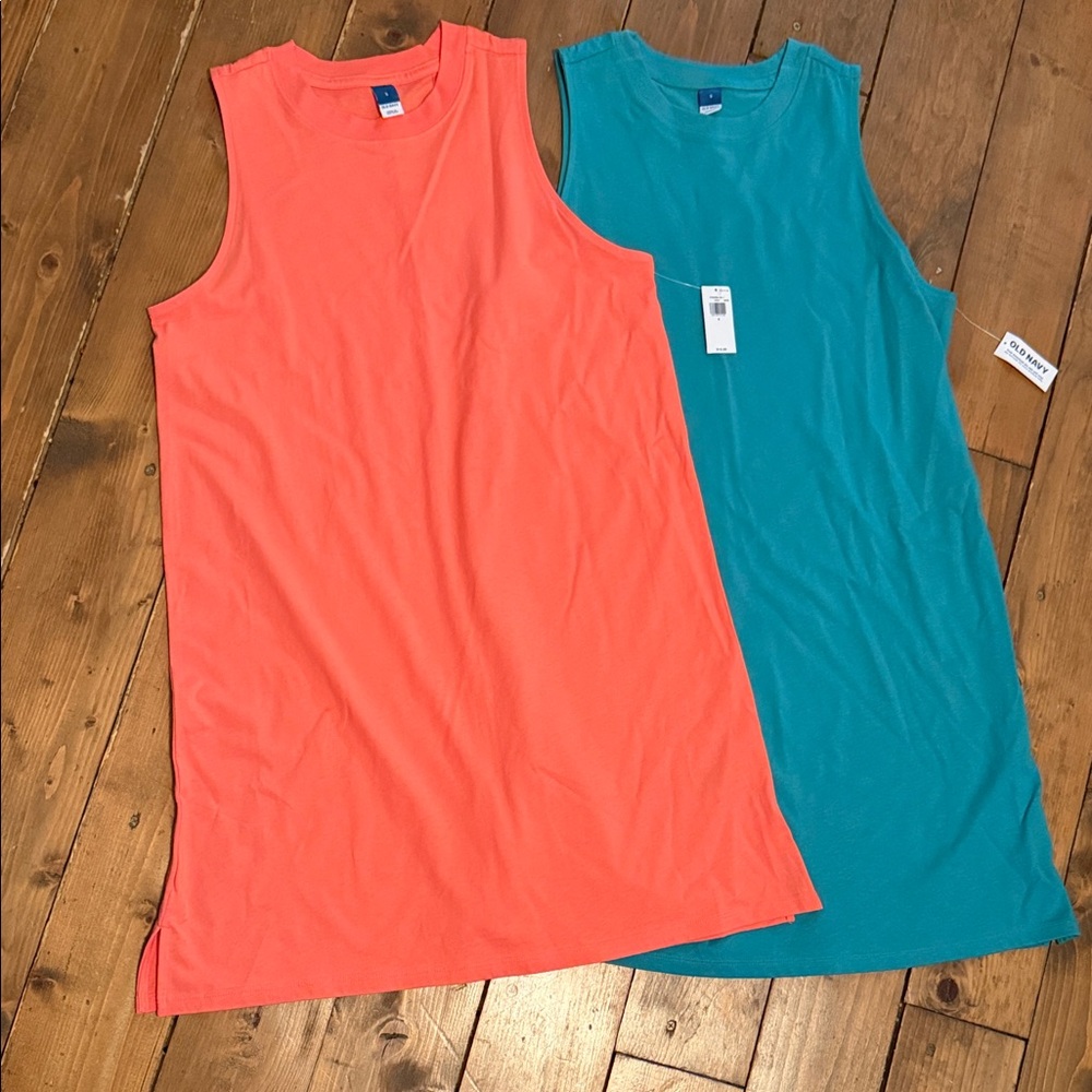 Old Navy Coral and Teal Sleeveless Dresses
